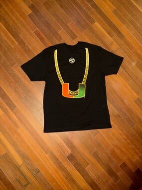 Miami Black Short-Sleeve Graphic Tee with Orange and Green U Logo